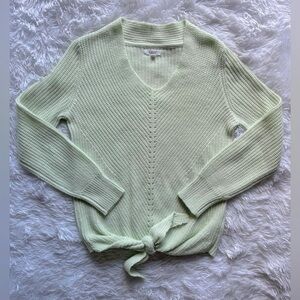 Women’s Light Green Tie-Front Knit Sweater